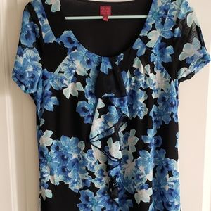 Top with front cascade ruffle